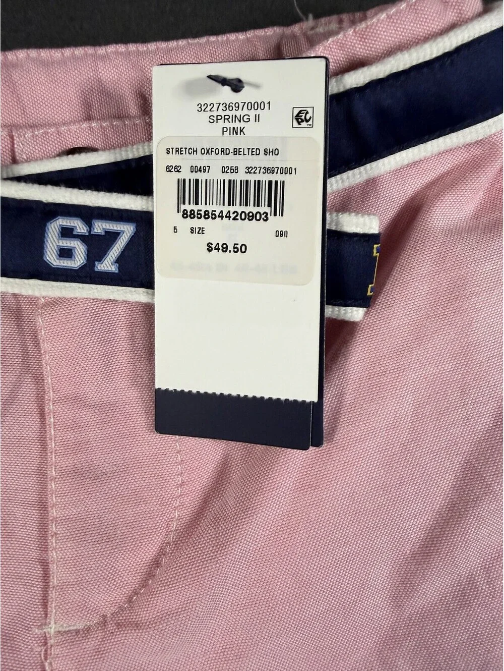 NWT Polo Ralph Lauren Boys Stretch Oxford Belted Shorts Size 5 Pink Navy Belt 67